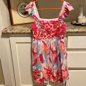 Emily Wonder Floral Print Embroidered Dress